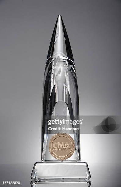 In this handout photo provided by the Country Music Association, the CMA Awards trophy is seen. The awards are made of hand-blow fine Italian crystal...