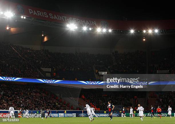 General view of play during the UEFA Champions League Group C match between Paris Saint Germain and RSC Anderlecht at Parc des Princes on November 5,...