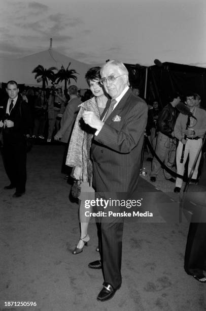 Pam Hurn and Ed McMahon attend the Macy's and American Express Passport '98 fundraiser, benefitting HIV/AIDS research, at Barker Hanger in Santa...