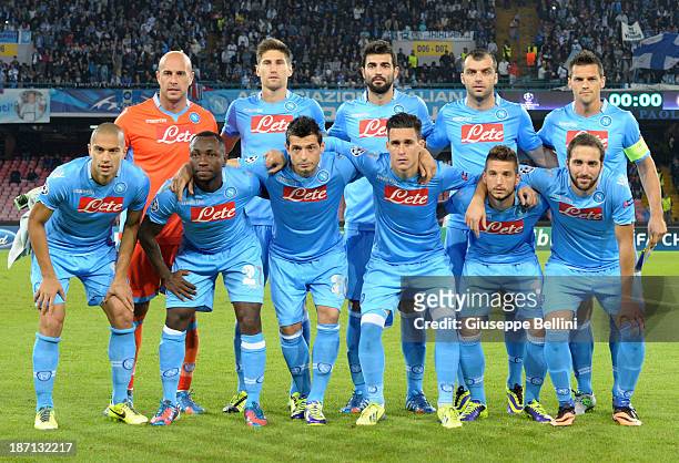 Team of Napoli before the UEFA Champions League Group F match between SSC Napoli and Olympique de Marseille at Stadio San Paolo on November 6, 2013...