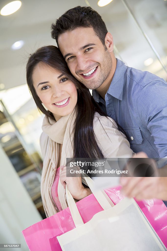 Hispanic couple shopping together