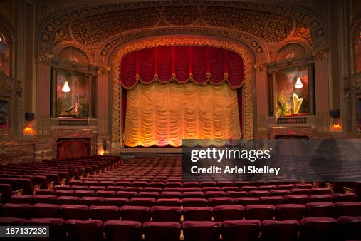 Empty seats in ornate movie theater Empty seats in ornate movie theater