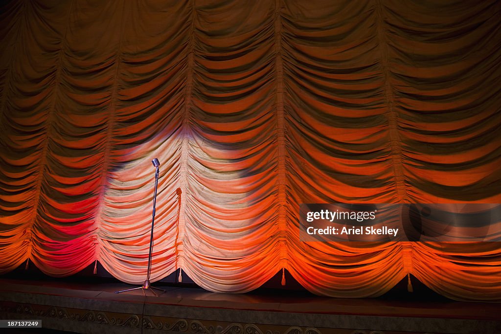 Microphone on empty theater stage