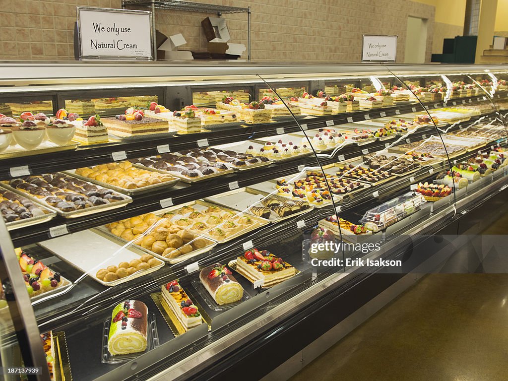 Close up of food in deli case