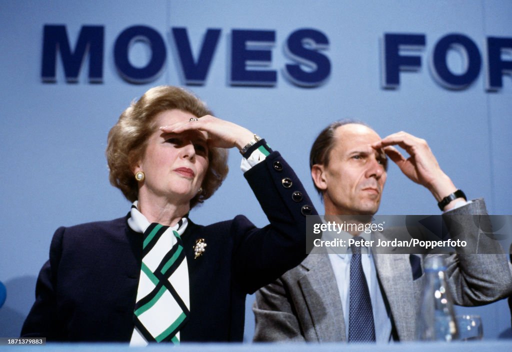 Margaret Thatcher And Norman Tebbit During A Conservative Party Press Conference