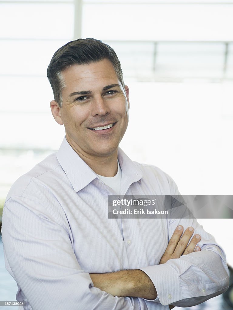 Caucasian businessman smiling