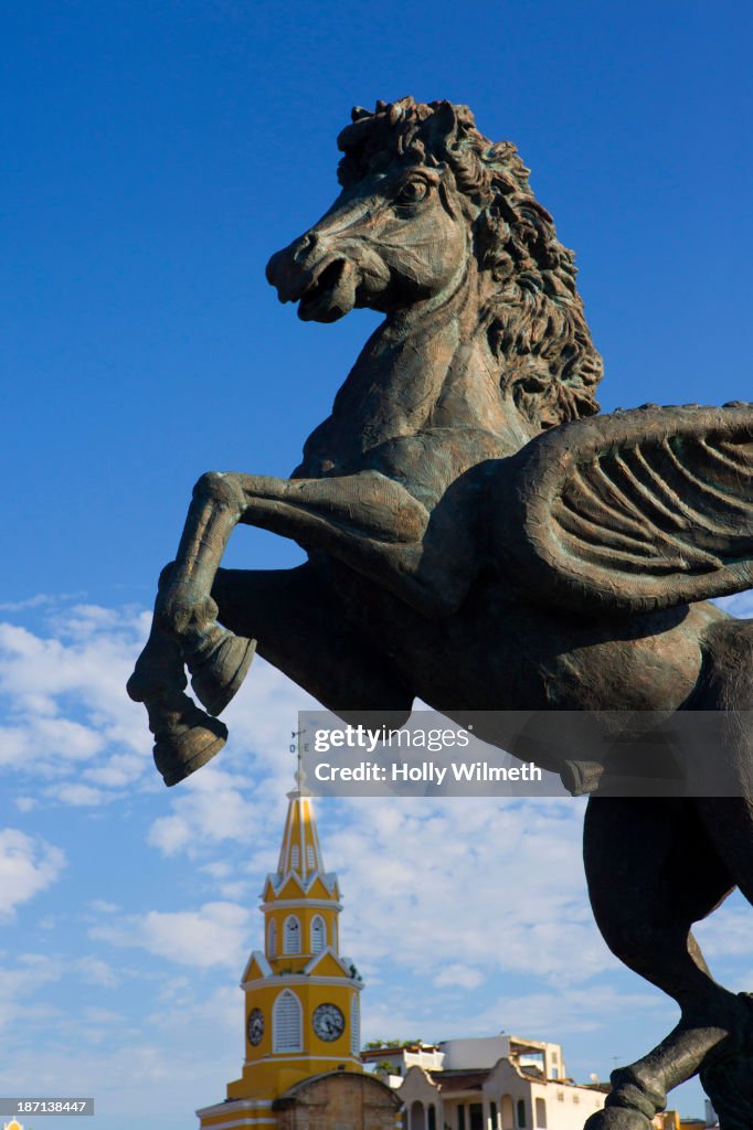 Pegasus statue in town square, Cartagena, Colombia