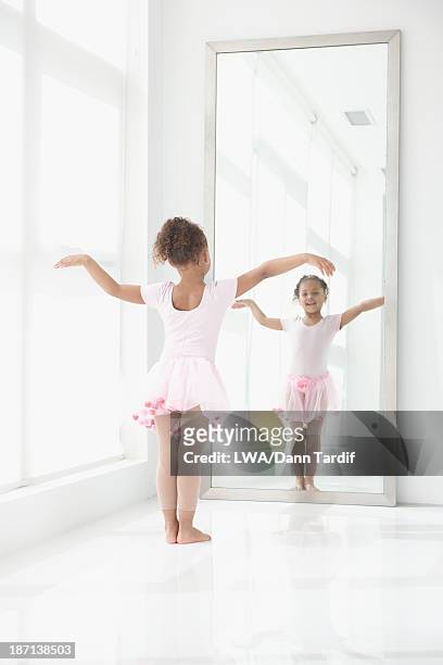mixed race girl wearing ballerina costume - ballet black and white stock pictures, royalty-free photos & images