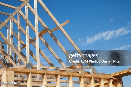 Two Storey Truss Rectangular Truss On Second Storey Of New Home Construction During Framing Stage ...