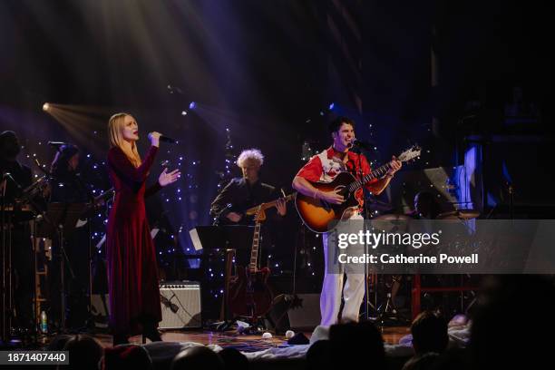 Evan Rachel Wood and Darren Criss perform during A Very Darren Crissmas 2023 at CMA Theater at the Country Music Hall of Fame and Museum on December...