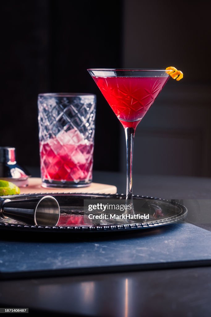 Cosmopolitan Cocktail in Crystal Martini Glass