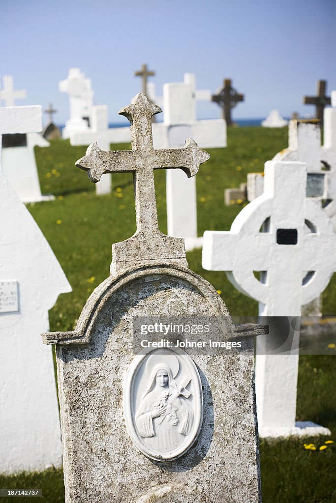 Tombstones at cemetery
