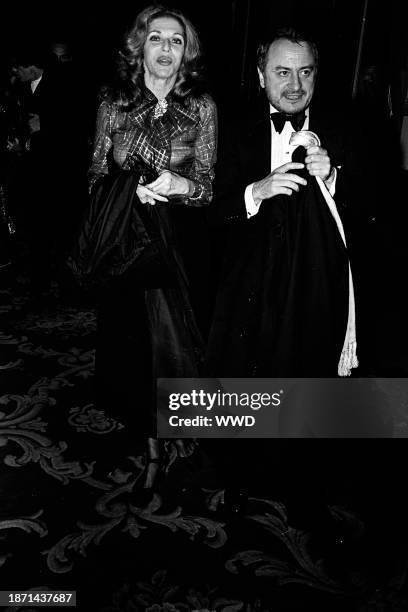 Marie-Helene de Rothschild and Pierre Berge attend the premiere of the Alvin Ailey dance group, hosted by ex-ambassador Sargent Shriver and his wife...