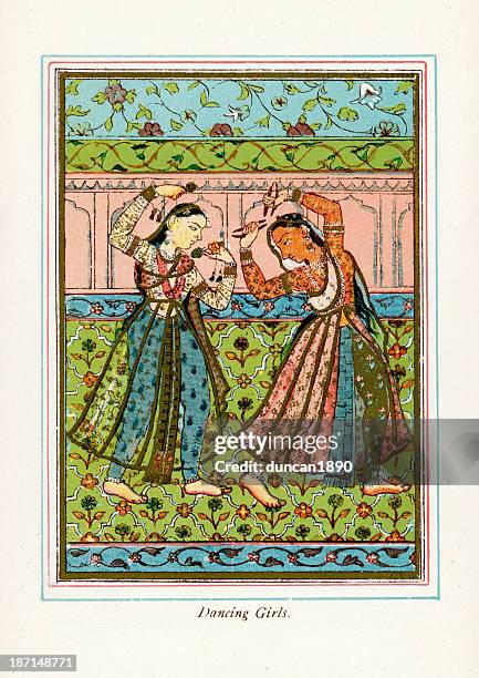 stockillustraties, clipart, cartoons en iconen met dancing girls - iranian culture