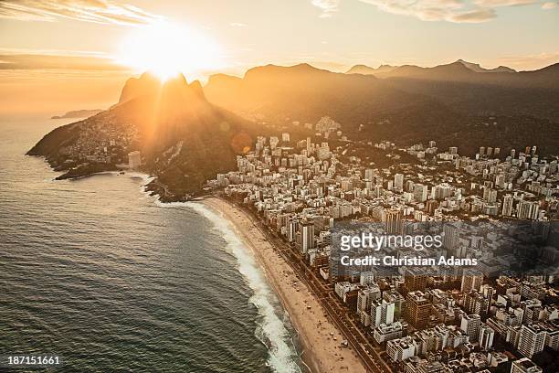 copacabana at sunset - copacabana beach stock pictures, royalty-free photos & images