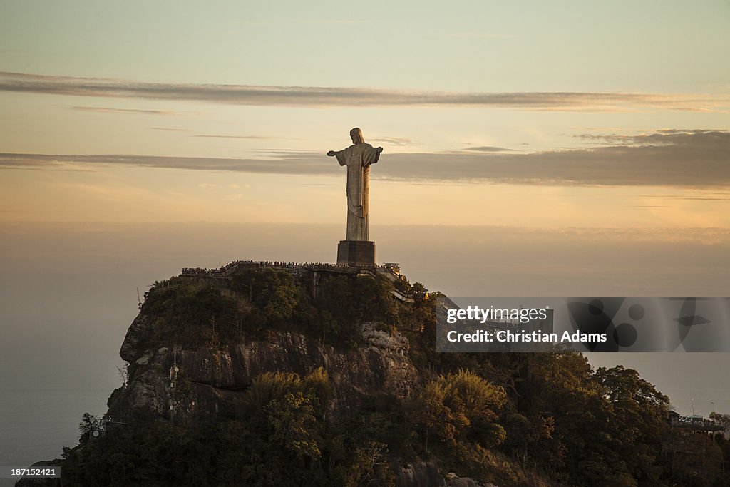 View onto Corcovado at sunset