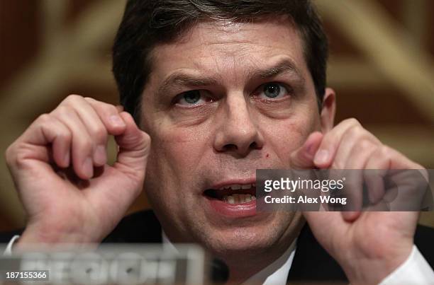 Sen. Mark Begich speaks during a hearing before the Subcommittee on Emergency Management, Intergovernmental Relations, and the District of Columbia...