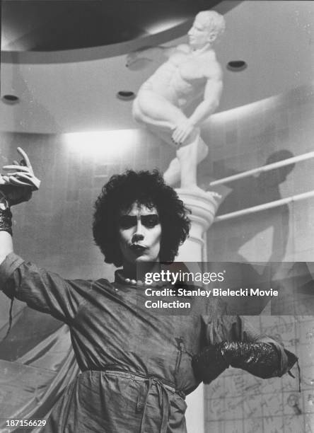 Actor Tim Curry in a scene from the movie 'The Rocky Horror Picture Show', 1975.