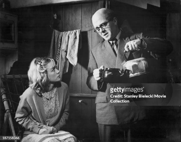Actors Richard Attenborough and Judy Geeson in a scene from the film '10 Rillington Place', 1971.