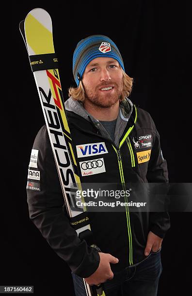 Erik Fisher of the U.S. Men's Alpine Ski Team poses for a portrait at the U.S. Ski Team Speed Center at Copper Mountain on November 6, 2013 in Copper...