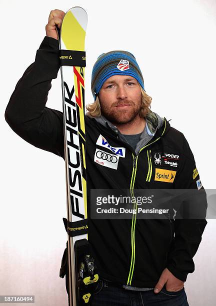 Erik Fisher of the U.S. Men's Alpine Ski Team poses for a portrait at the U.S. Ski Team Speed Center at Copper Mountain on November 6, 2013 in Copper...