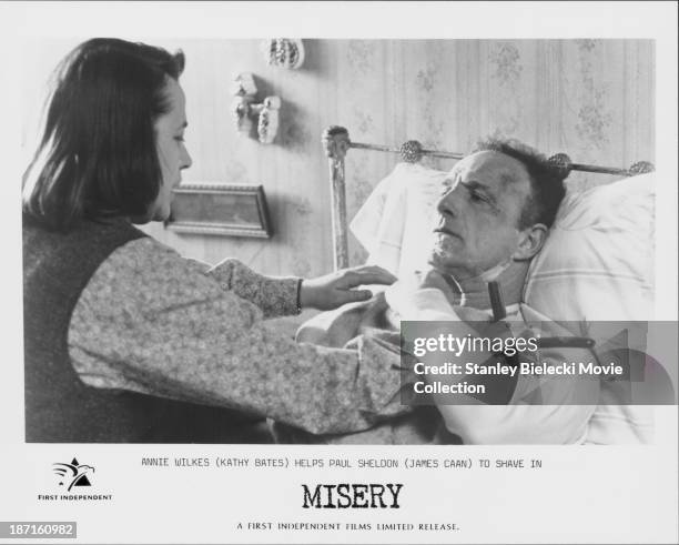 Actors Kathy Bates and James Caan in a scene from the movie 'Misery', 1990.