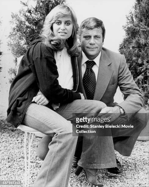 Promotional shot of actors Oliver Reed and Susan George as they appear in the film 'Tomorrow Never Comes', 1978.