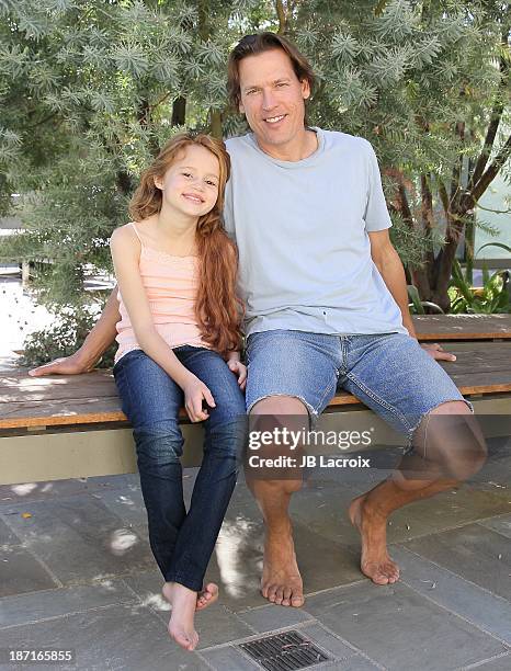 Maggie Elizabeth Jones and Thomas Hildreth are seen on location for 'The Girl In The Lake' on November 6, 2013 in Malibu, California.