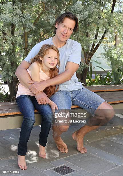 Maggie Elizabeth Jones and Thomas Hildreth are seen on location for 'The Girl In The Lake' on November 6, 2013 in Malibu, California.