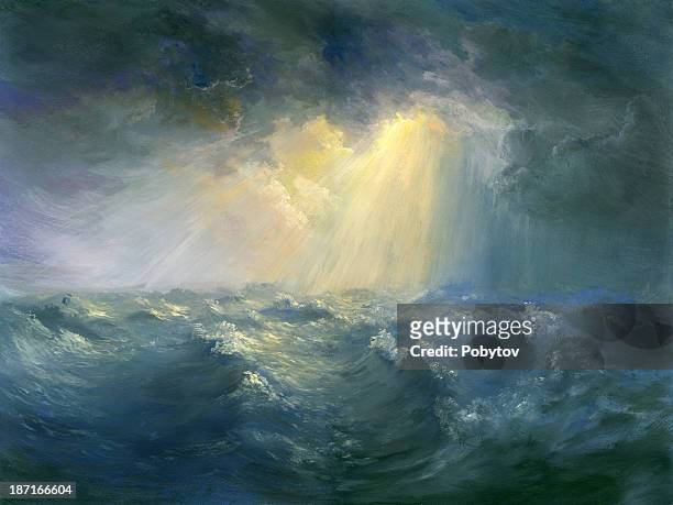 stormy sea - pirate painting stock illustrations