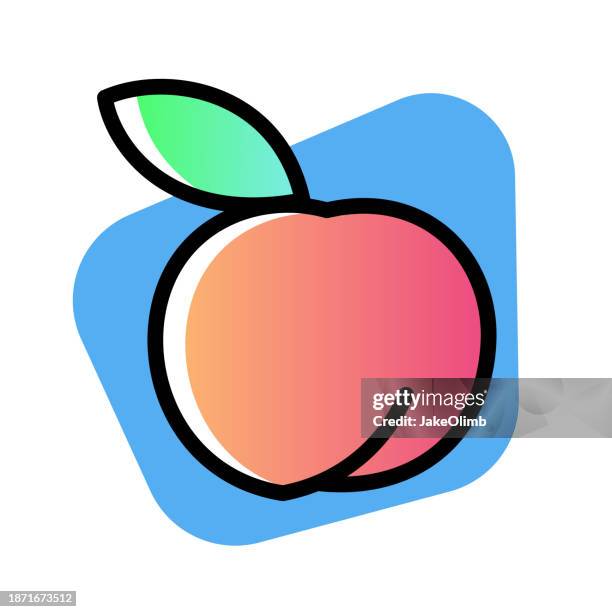 peach icon line art - peach colour stock illustrations