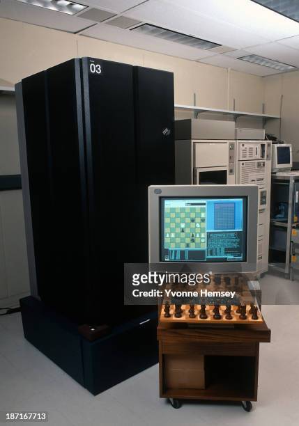 S supercomputer 'Deep Blue' is photographed February 16, 1996 at IBM's headquarters in Armonk, New York, during the famous chess matches against...