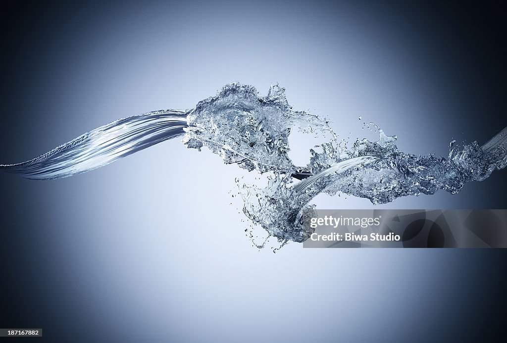 Water splash collision in midair