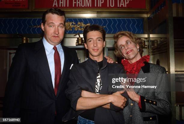 Ron Reagan Jr. Is photographed February 8, 1986 at 'Saturday Night Live' with Randy Quaid as President Ronald Reagan and Terry Sweeney as Nancy...
