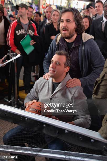 Actors Joe Gatto and Brian Quinn participate at the Guinness World Records Unleashed Arena in Times Square on November 6, 2013 in New York City....
