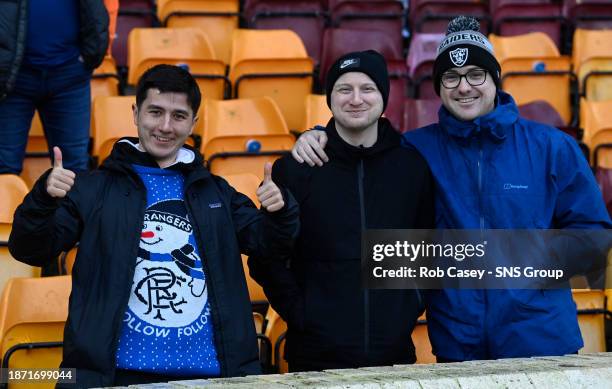 Rangers fans during a cinch Premiership match between Motherwell and Rangers at Fir Park, on December 23 in Motherwell, Scotland.