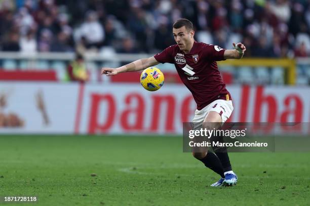 Alessandro Buongiorno of Torino Fc in action during the Serie A football match between Torino Fc and Udinese Calcio. The match ends in a tie 1-1.