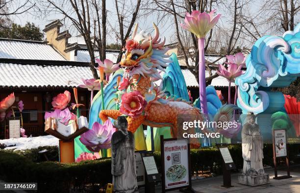 Nanjing Confucius Temple is decorated with colorful light installations as the New Year approaches on December 20, 2023 in Nanjing, Jiangsu Province...