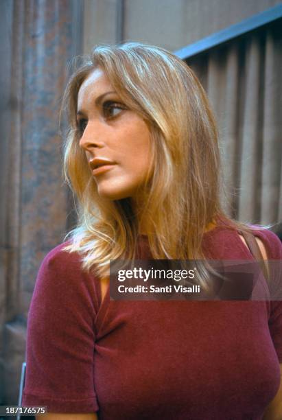 Actress Sharon Tate visiting the set of Rosemary's Baby on August 15,1967 in New York, New York.