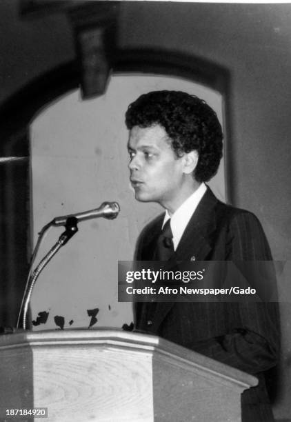 Politician Julian Bond speaks early in his career, 1970.