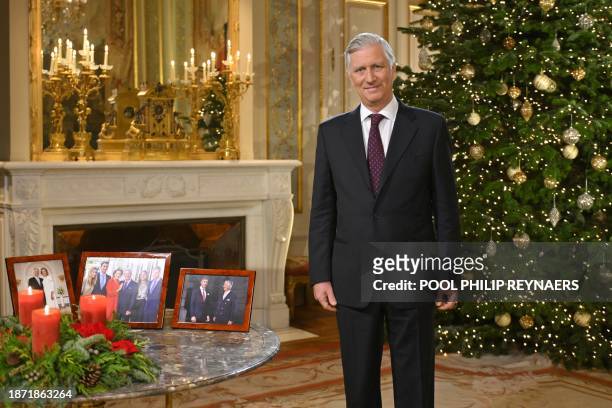 13h00 Picture taken on Tuesday 19 December 2023 and distributed on Sunday 24 December 2023 shows King Filip - Philippe of Belgium during the...