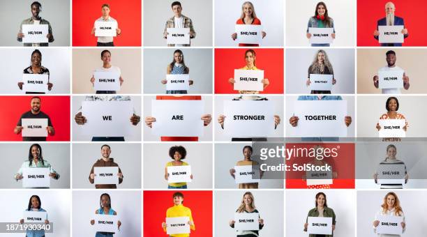 we are stronger together pronoun montage - people montage stock pictures, royalty-free photos & images