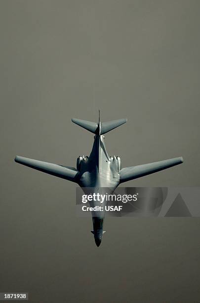 Bomber flies a mission in support of Operation Iraqi Freedom March 25, 2003 in the skies near Iraq. Crew members are working 12-hour days preparing...