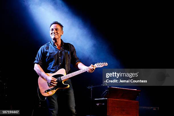 Bruce Springsteen performs at the 7th annual "Stand Up For Heroes" event at Madison Square Garden on November 6, 2013 in New York City.