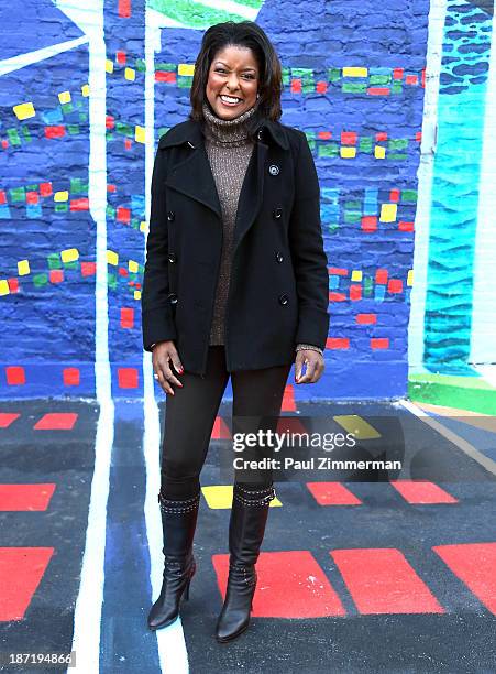 News Anchor Lori Stokes attends the CityArts & Disney "Celebrating The Heros Of Our City" Mural Ribbon Cutting at Henry M. Jackson Playground on...