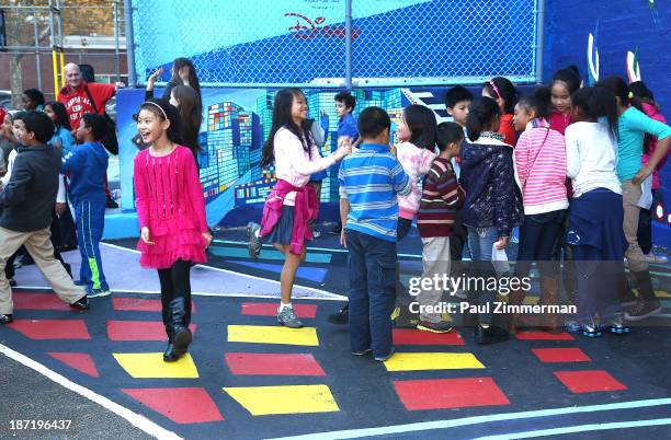 General atmosphere at the CityArts & Disney "Celebrating The Heros Of Our City" Mural Ribbon Cutting at Henry M. Jackson Playground on November 6,...