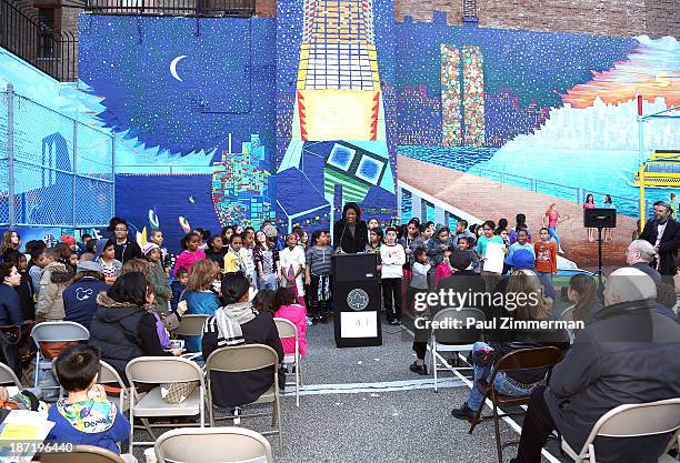 Lori Stokes attends the CityArts & Disney "Celebrating The Heros Of Our City" Mural Ribbon Cutting at Henry M. Jackson Playground on November 6, 2013...