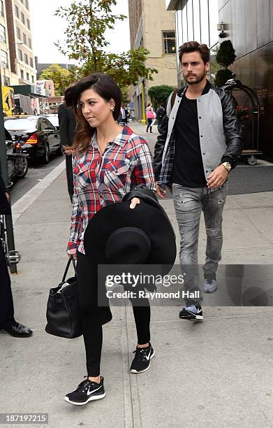 Kourtney Kardashian and Scott Disick are seen in Soho on November 6, 2013 in New York City.