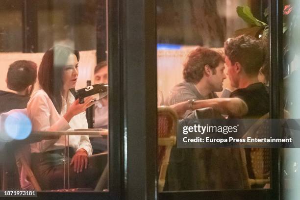 Olga Moreno and Agustin Etienne leave a restaurant on November 28 in Madrid, Spain.