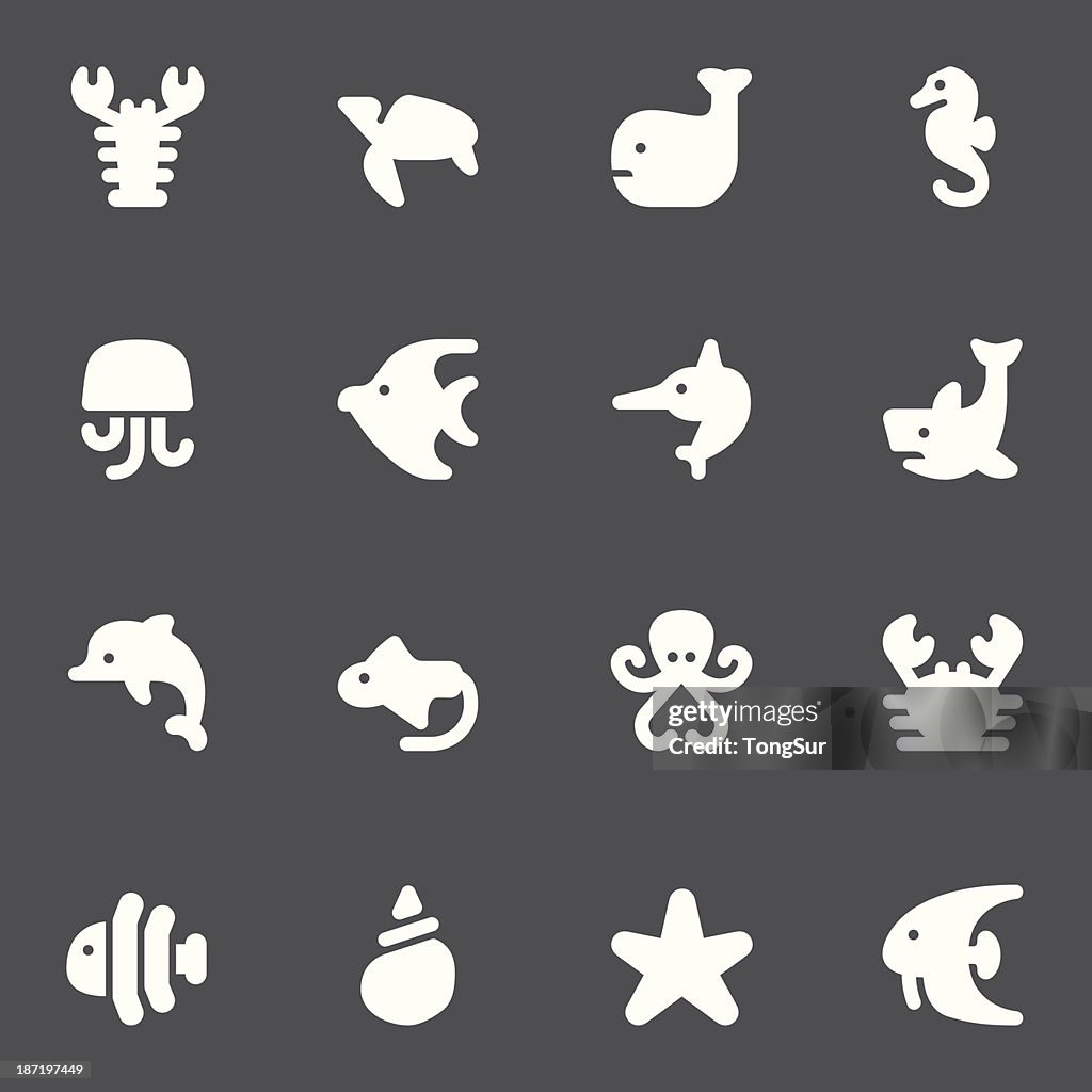 Marine Life Icons | set - White Series